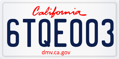 CA license plate 6TQE003