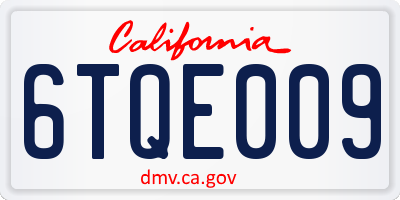 CA license plate 6TQE009
