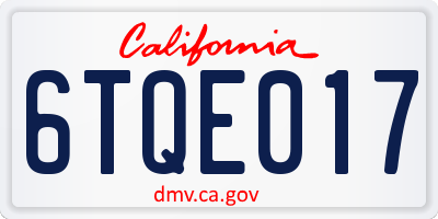 CA license plate 6TQE017
