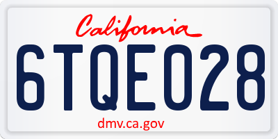 CA license plate 6TQE028
