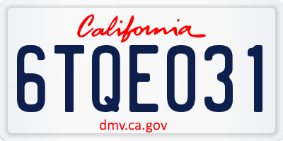 CA license plate 6TQE031