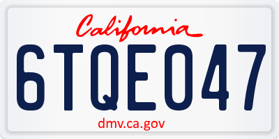 CA license plate 6TQE047