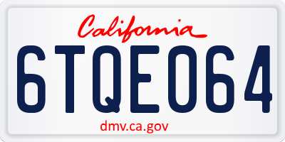 CA license plate 6TQE064