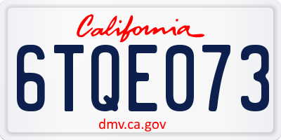 CA license plate 6TQE073