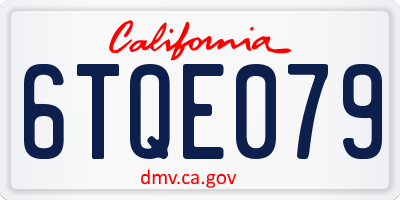 CA license plate 6TQE079