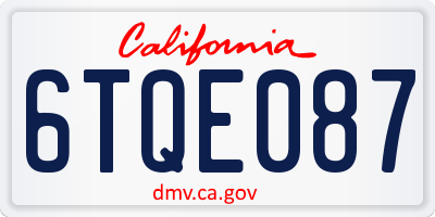 CA license plate 6TQE087