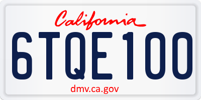 CA license plate 6TQE100