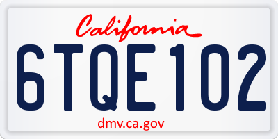 CA license plate 6TQE102