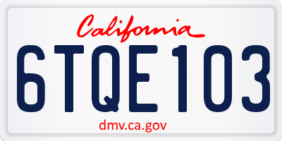 CA license plate 6TQE103