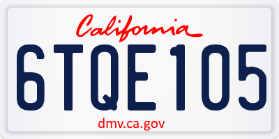 CA license plate 6TQE105