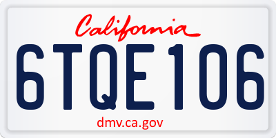 CA license plate 6TQE106