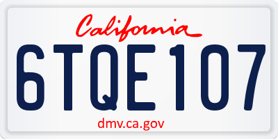 CA license plate 6TQE107