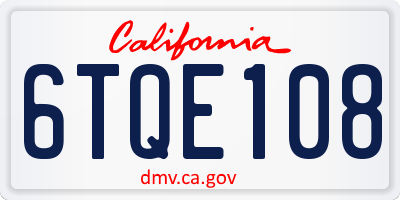 CA license plate 6TQE108