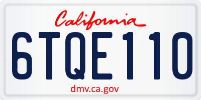 CA license plate 6TQE110