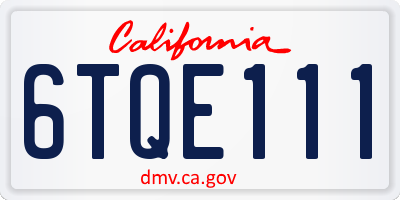 CA license plate 6TQE111