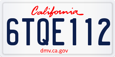 CA license plate 6TQE112