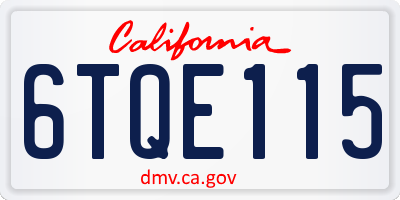 CA license plate 6TQE115