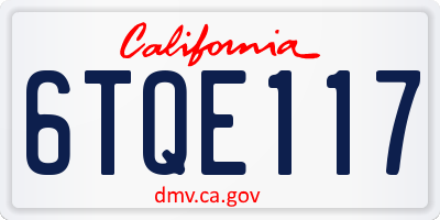 CA license plate 6TQE117