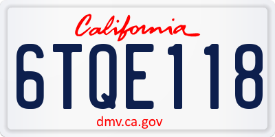 CA license plate 6TQE118