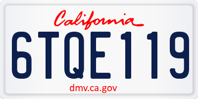 CA license plate 6TQE119