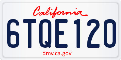 CA license plate 6TQE120