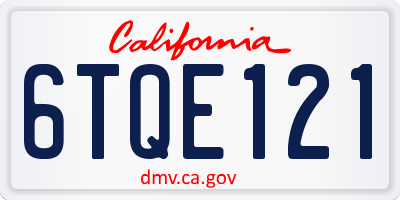 CA license plate 6TQE121