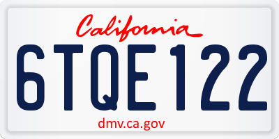 CA license plate 6TQE122