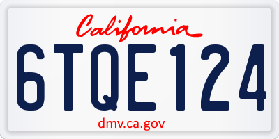 CA license plate 6TQE124