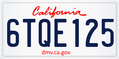 CA license plate 6TQE125