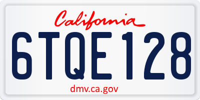 CA license plate 6TQE128