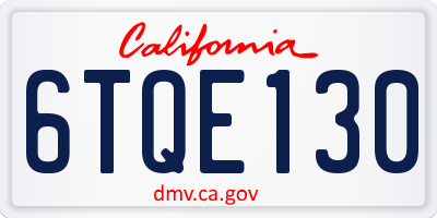 CA license plate 6TQE130