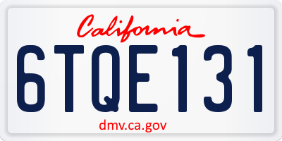 CA license plate 6TQE131