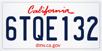 CA license plate 6TQE132