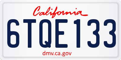 CA license plate 6TQE133