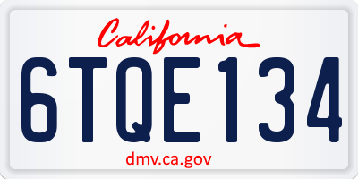 CA license plate 6TQE134