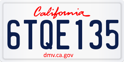 CA license plate 6TQE135