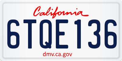 CA license plate 6TQE136