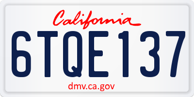 CA license plate 6TQE137