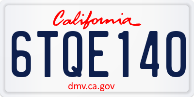 CA license plate 6TQE140