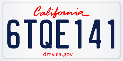 CA license plate 6TQE141