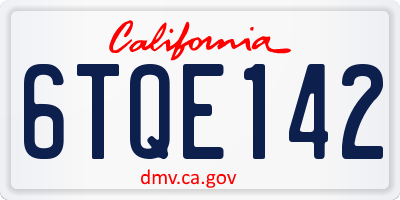 CA license plate 6TQE142