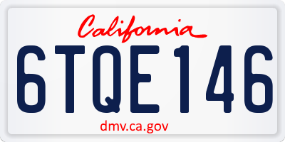 CA license plate 6TQE146