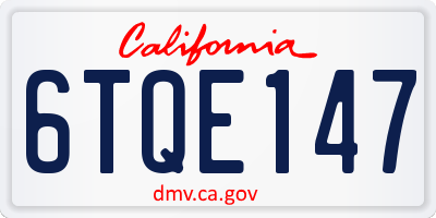 CA license plate 6TQE147