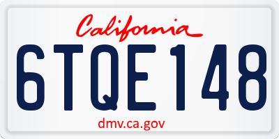 CA license plate 6TQE148