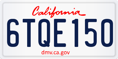 CA license plate 6TQE150