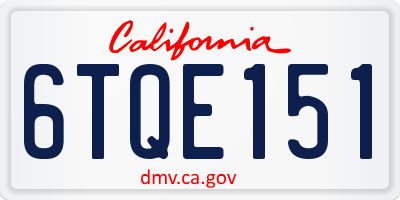 CA license plate 6TQE151