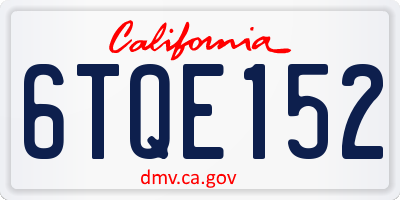 CA license plate 6TQE152