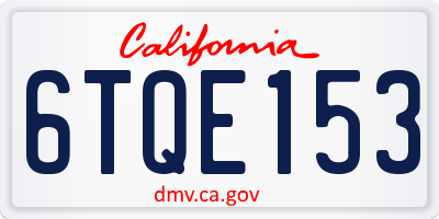 CA license plate 6TQE153