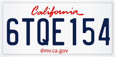 CA license plate 6TQE154