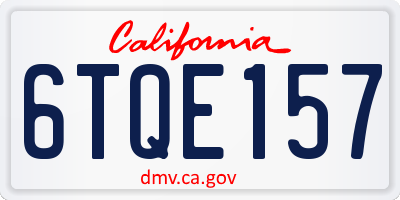 CA license plate 6TQE157